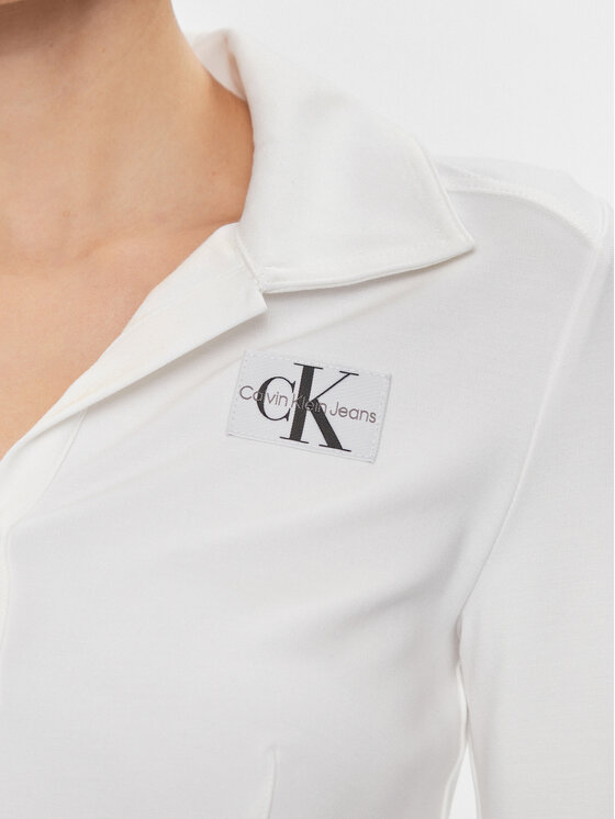 Calvin Klein Jeans Calvin Klein Jeans Blúz Polo Collar Milano Regular Top J20J222556 Fehér Regular Fit