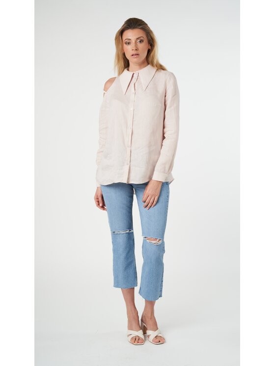 Sidro Sidro Koszula lniana koszula Różowy Comfortable Fit