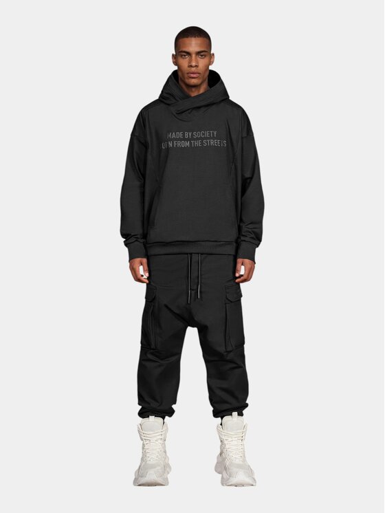 MADE BY SOCIETY MADE BY SOCIETY Kurtka anorak Slim Fit Shadow Fold - H18002 Czarny Basic Fit