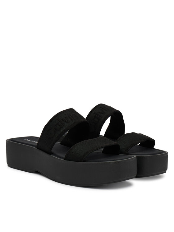 Calvin Klein Calvin Klein Şlapi Flatform Sndl Webbing HW0HW02878 Negru