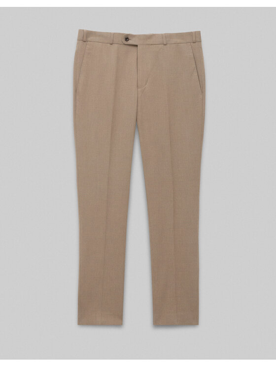 Borgio Borgio Spodnie garniturowe spodnie_raiano_br Brązowy Slim Fit
