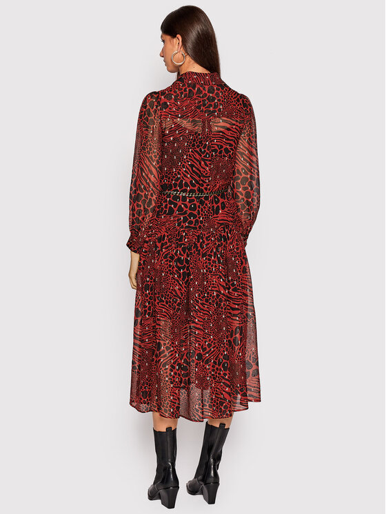 MICHAEL Michael Kors MICHAEL Michael Kors Hemdkleid Metallic Fil Coupé Animal Print MU281425X1 Rot Regular Fit