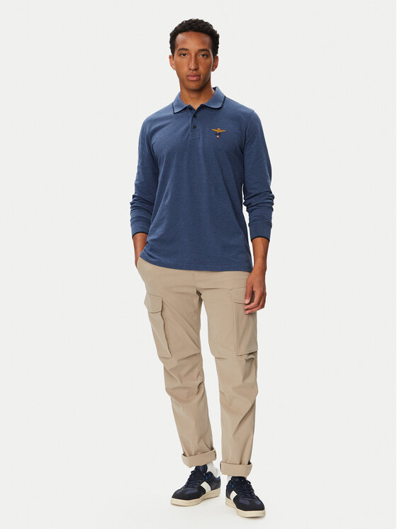 Aeronautica Militare Aeronautica Militare Тениска с яка и копчета 262PO1653UP00082 Син Regular Fit