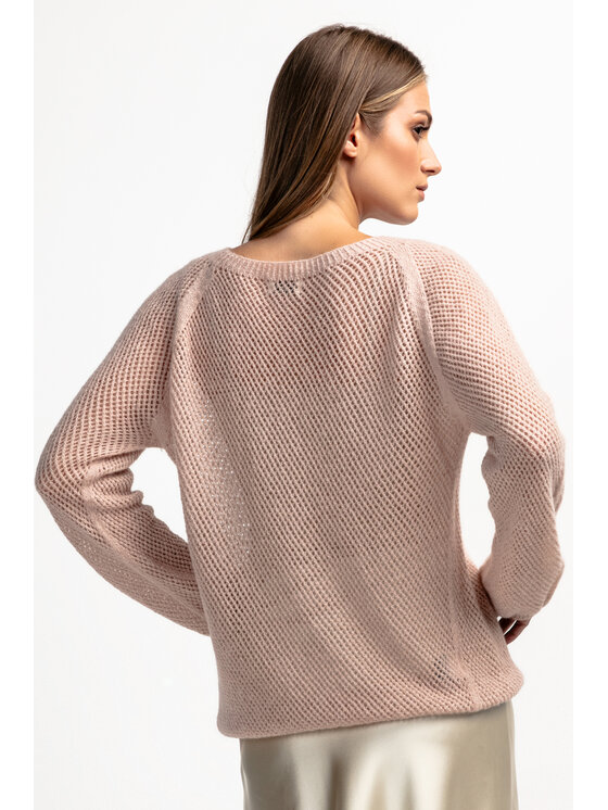 Fobya Fobya Sweter F1881 Różowy Basic Fit