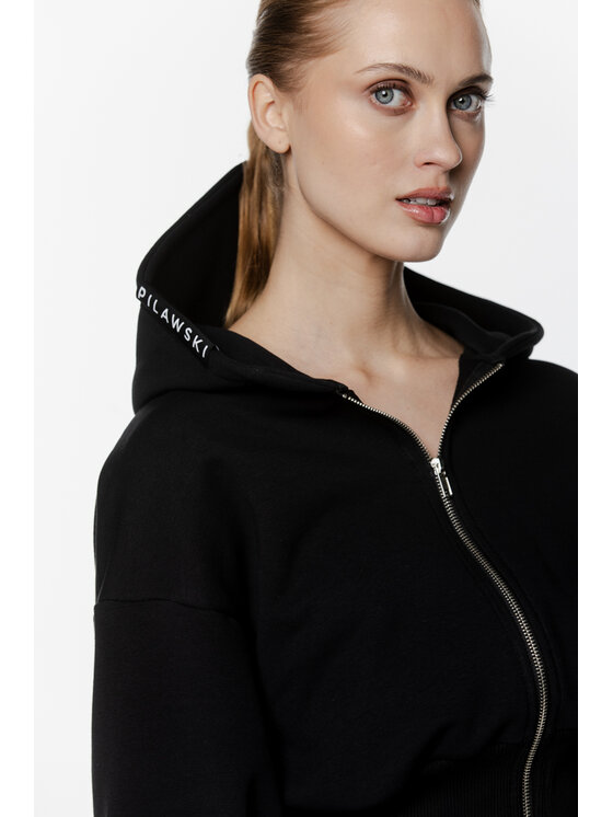 Pilawski Pilawski Bluza BLUZA CZARNA KRÓTKA ZAPINANA DAMSKA Czarny Oversize