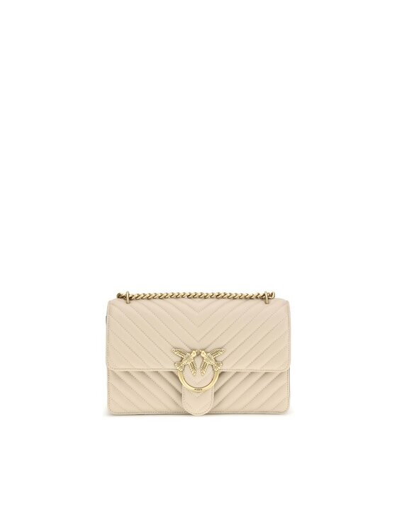 PINKO PINKO Torebka Beige Calf Leather Bos Taurus Shoulder Beżowy