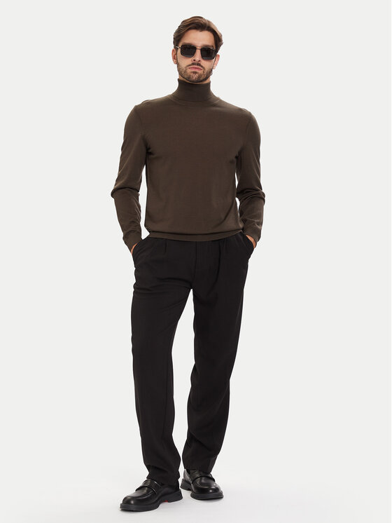 BOSS BOSS Krekls ar augstu apkakli Musso-P 50468262 Zaļš Slim Fit
