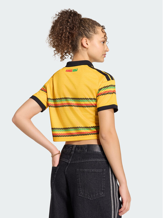 adidas adidas Koszulka techniczna Jamaica 26 x Bob Marley Home Cropped Jersey Żółty Regular Fit