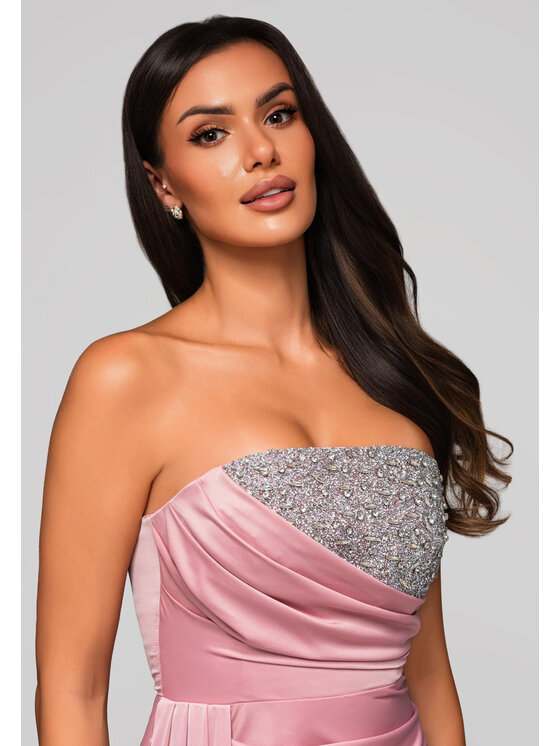 Ombre Ombre Sukienka wieczorowa LA-OM-DLR224 Różowy Slim Fit