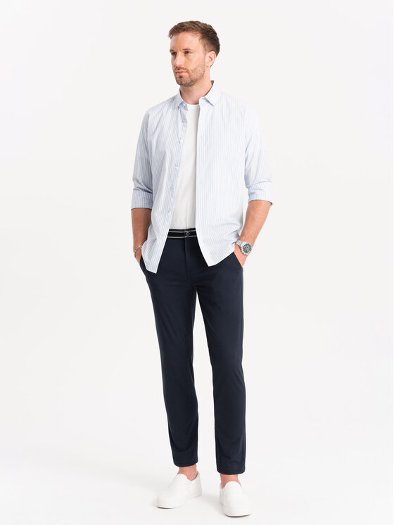 Ombre Ombre Chino kalhoty OM-PACP-0118 Tmavomodrá Regular Fit