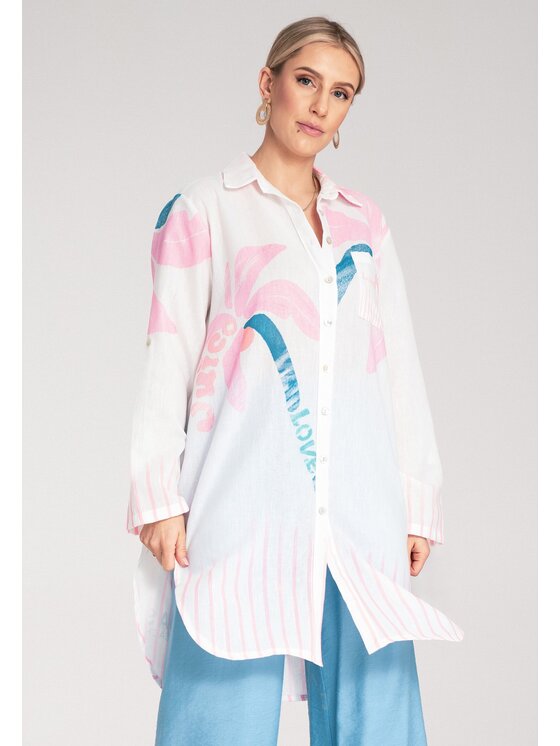 FIGL FIGL Vestito estivo M1121 Bianco Shirt Fit