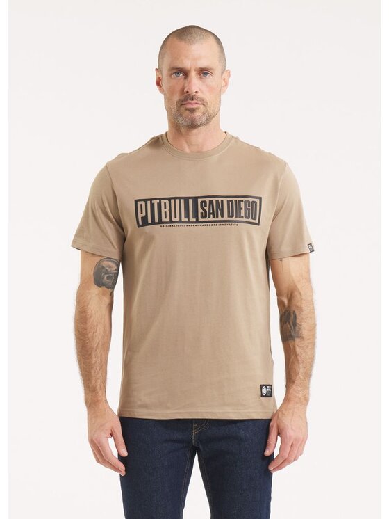 PITBULL PITBULL T-Shirt Koszulka męska EIGHTY NINE DOG L Beżowy Regular Fit