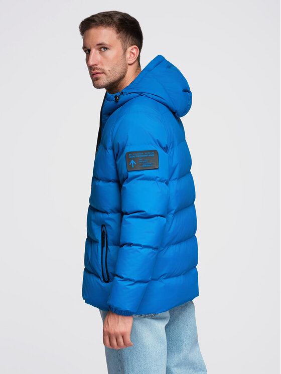 Ombre Ombre Kurtka zimowa OM-JAHP-0302 Niebieski Regular Fit
