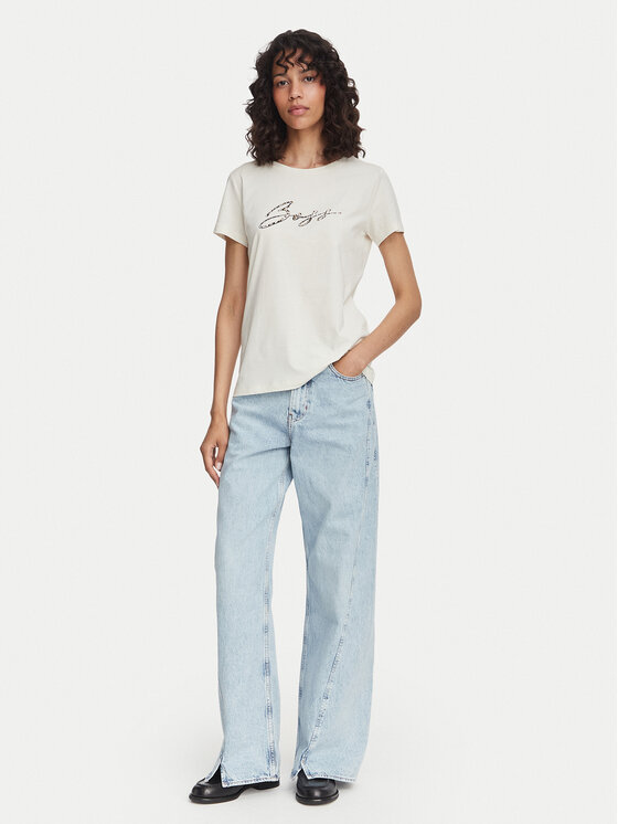 BOSS BOSS Tricou C_Elove_5 50566827 Crem Slim Fit
