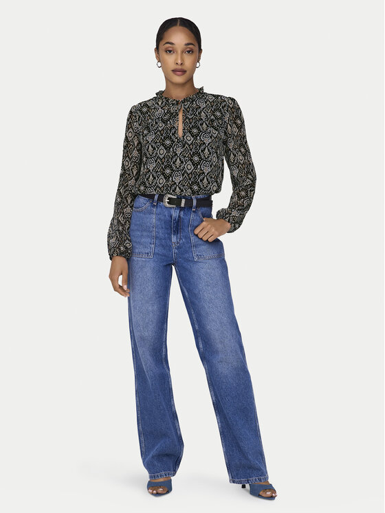 ONLY ONLY Blúz Ditsy 15229700 Fekete Regular Fit