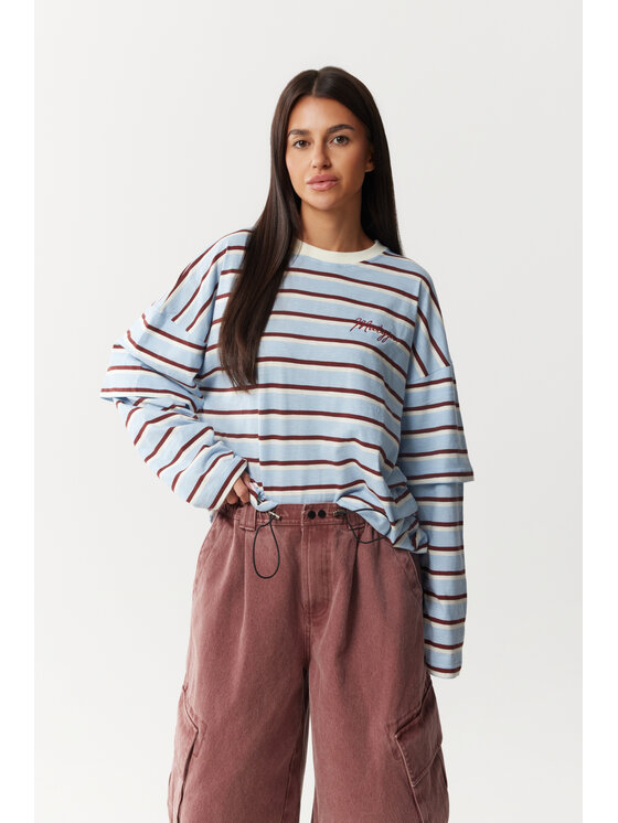 Magda Matyja Magda Matyja Bluzka JADE LONGSLEEVE BLUE Niebieski jasny Loose Fit