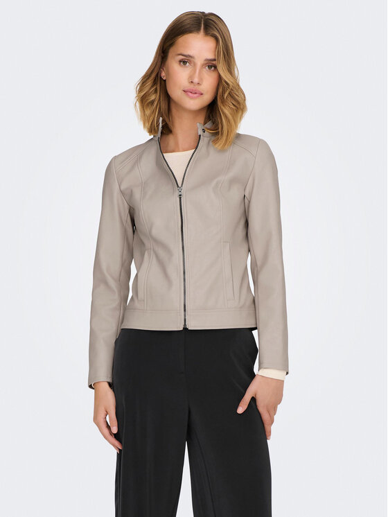 JDY Bunda z imitácie kože Emily 15241382 Béžová Slim Fit