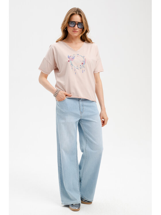 blue shadow blue shadow Bluzka Elma Beżowy Regular Fit