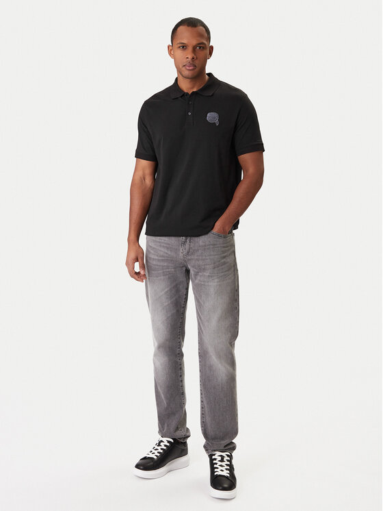 KARL LAGERFELD KARL LAGERFELD Тениска с яка и копчета 745022 561235 Черен Regular Fit