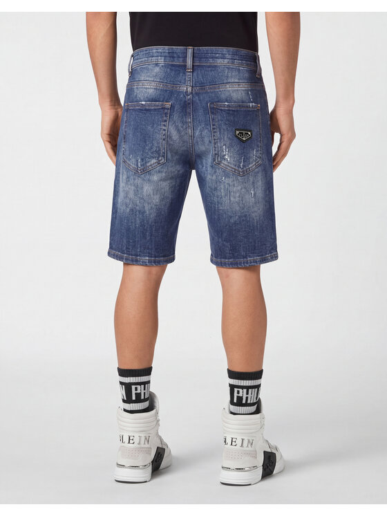 PHILIPP PLEIN PHILIPP PLEIN Szorty jeansowe 31801 Niebieski Loose Fit