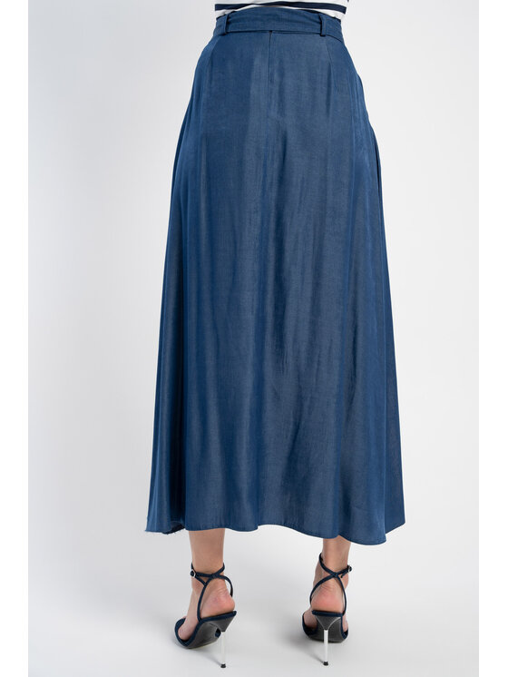 CLICK CLICK Midi sukňa 50-715 Tmavomodrá Relaxed Fit