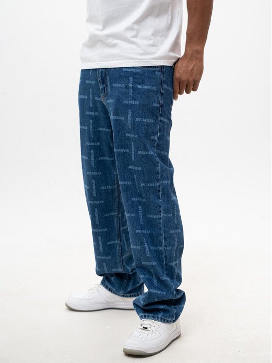Jigga Wear Męskie Jeansy, rozmiar L, Niebieskie, Szerokie Spodnie Jeansowe BAGGY Męskie Niebieskiee Jigga Wear Mini Laser XL