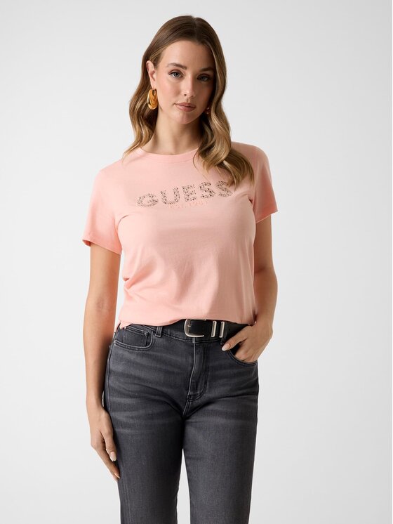 Guess Tričko 182375 Ružová Classic Fit