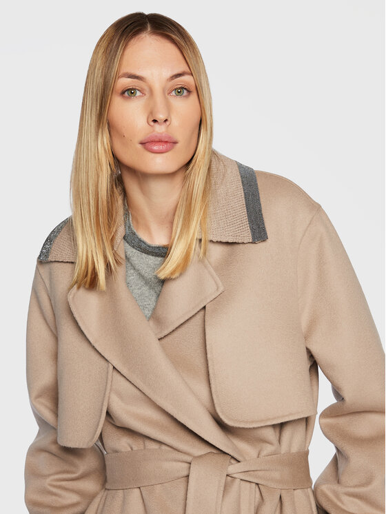 Cappotto di lana CTD222W253 Beige Regular Fit