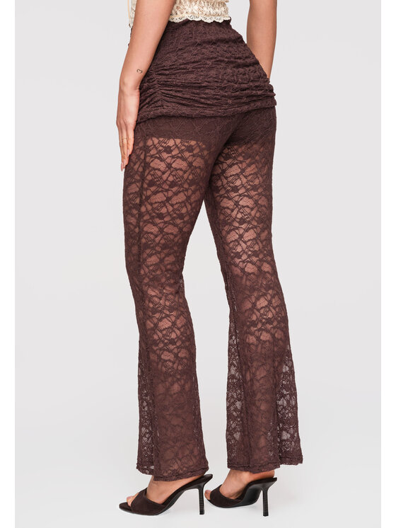 Ombre Ombre Spodnie materiałowe OW-PA-E0010 Brązowy Slim Fit