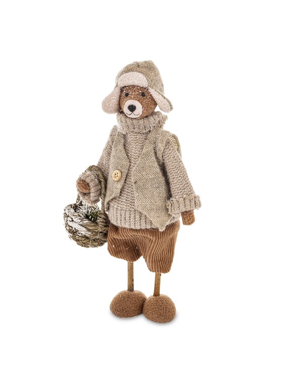 MIAhome MIAhome Figurka Miś CAPELLO z koszykiem Szary