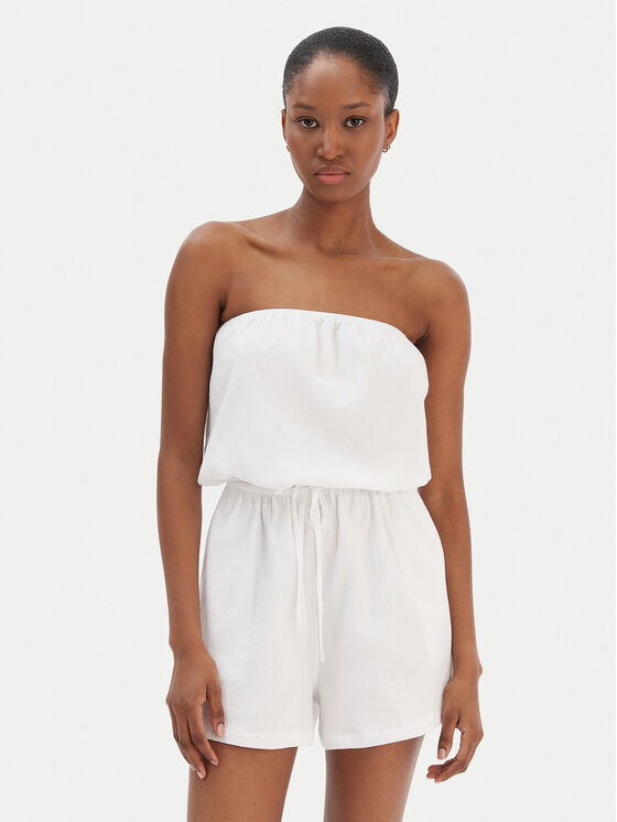 Seafolly Salopetă Crinkle 55537-PS Alb Regular Fit