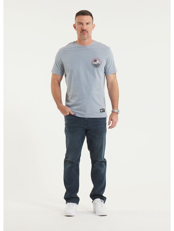 PITBULL PITBULL T-Shirt Koszulka męska Denim Washed OCEANSIDE L Błękitny Regular Fit