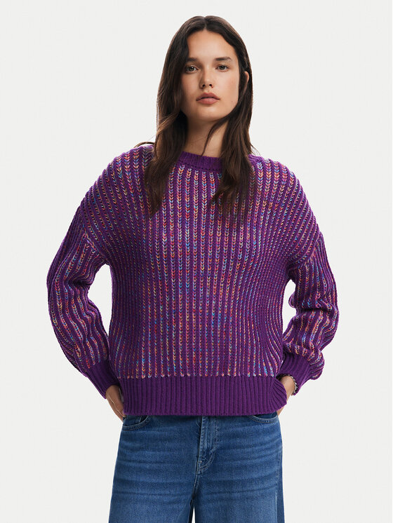 Desigual Sveter Whitehorse 24WWJF34 Fialová Regular Fit