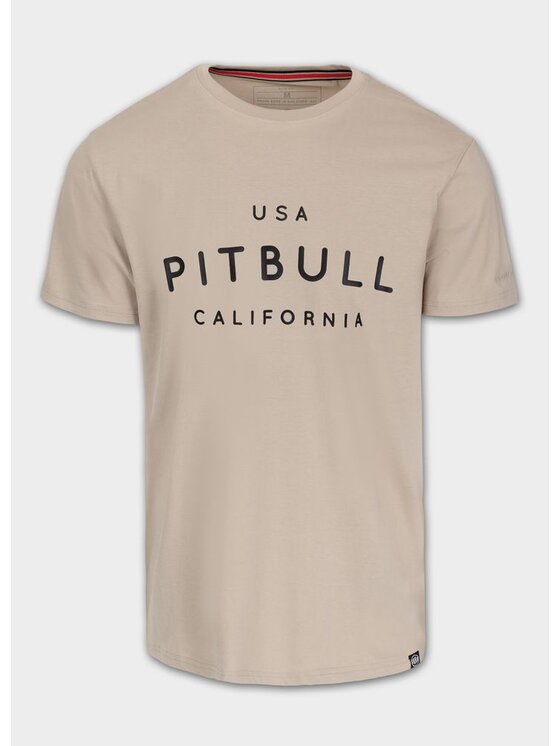 PITBULL PITBULL T-Shirt Koszulka męska Slim Fit USA CAL XXL Beżowy Regular Fit