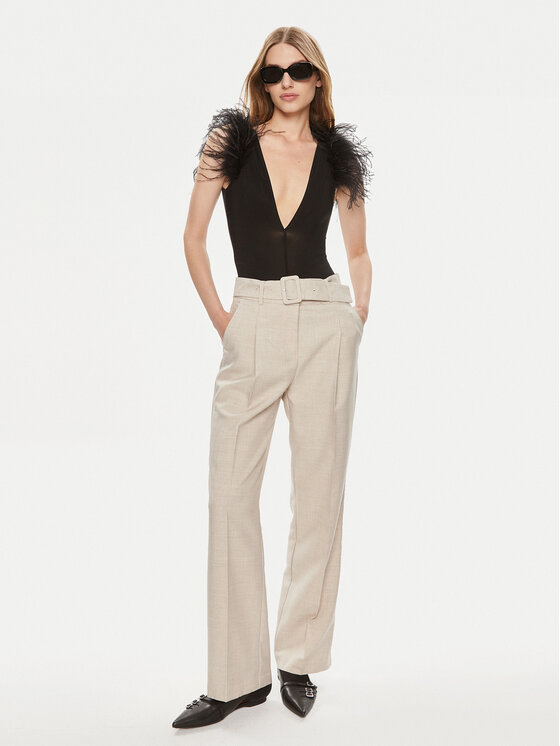 Vero Moda Vero Moda Kalhoty z materiálu Nancy 10304626 Béžová Straight Fit