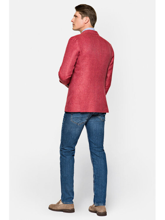 Lancerto Lancerto Marynarka Burgundia Czerwony Slim Fit