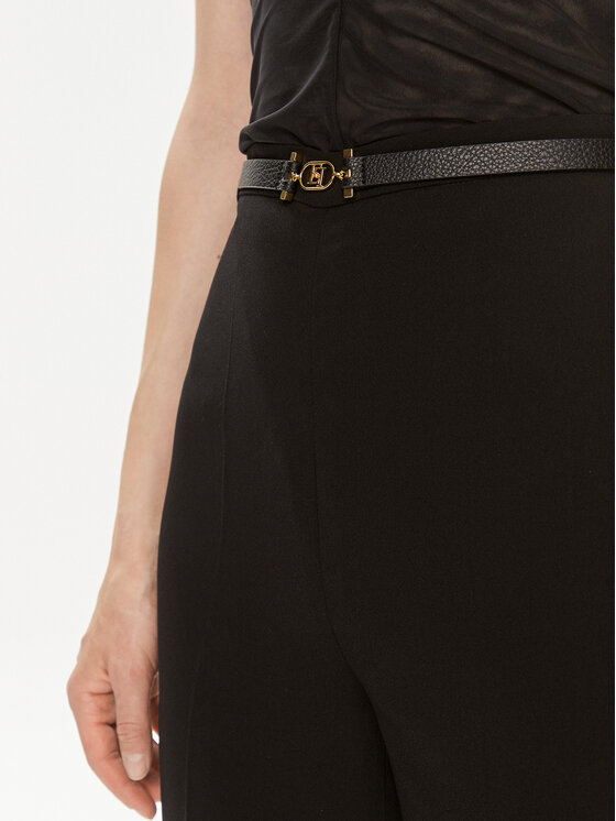 Elisabetta Franchi Elisabetta Franchi Riidest püksid PA-053-42E2-5895 Must Relaxed Fit