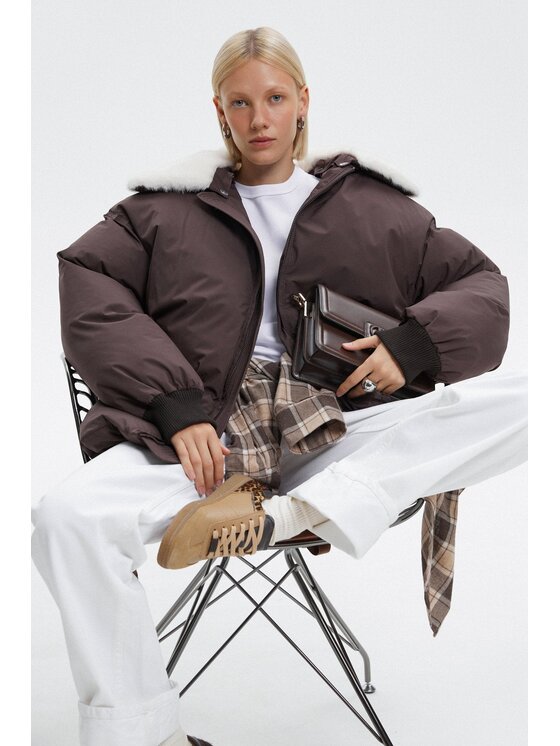 Estro Estro Bomber ER00116043 Marrone Oversize