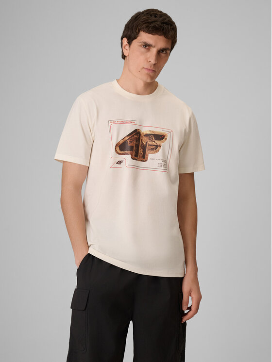 4F 4F T-Shirt LIMITLESS DESERT Biały Regular Fit