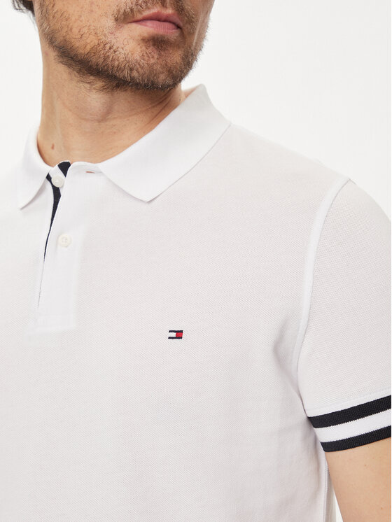 Tommy Hilfiger Tommy Hilfiger Тениска с яка и копчета Monotype MW0MW34737 Бял Slim Fit