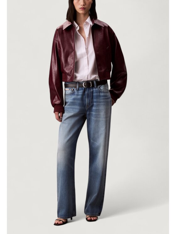Calvin Klein Jeans Calvin Klein Jeans Giacca di pelle A-Cropped Crinkle Fa Bordeaux Cropp Fit