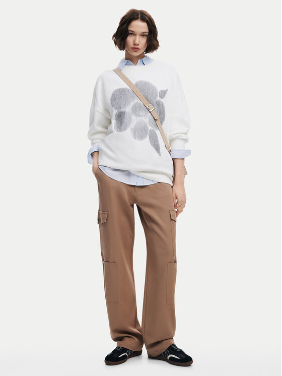 Desigual Desigual Суитшърт Flores 24WWSK33 Екрю Regular Fit