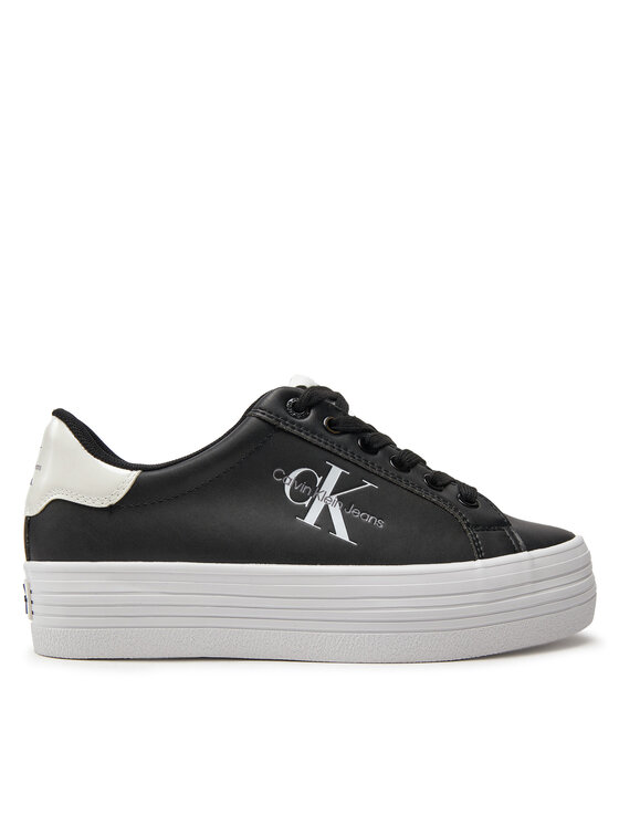 Calvin Klein Jeans Calvin Klein Jeans Snīkeri Bold Vulc Flatf Lace Lth Met YW0YW01393 Melns