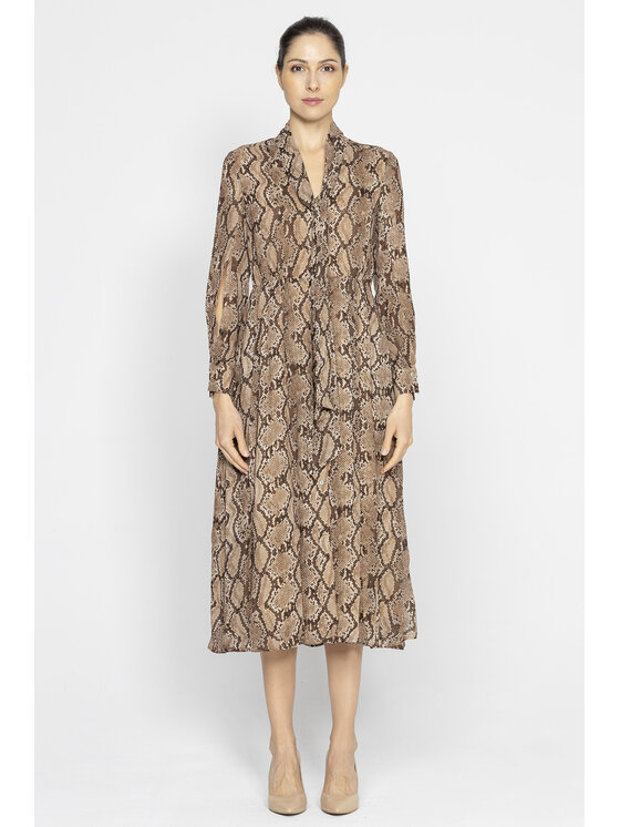 Deni Cler Milano Deni Cler Milano Sukienka koktajlowa W-DC-3439-E2-K6-76-1 Brązowy Loose Fit
