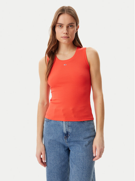 Tommy Jeans Tommy Jeans Top Essential DW0DW20673 Portocaliu Slim Fit