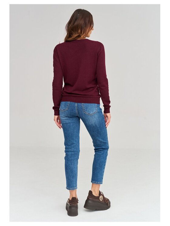 Makadamia Makadamia Sweter C105 Bordowy Loose Fit