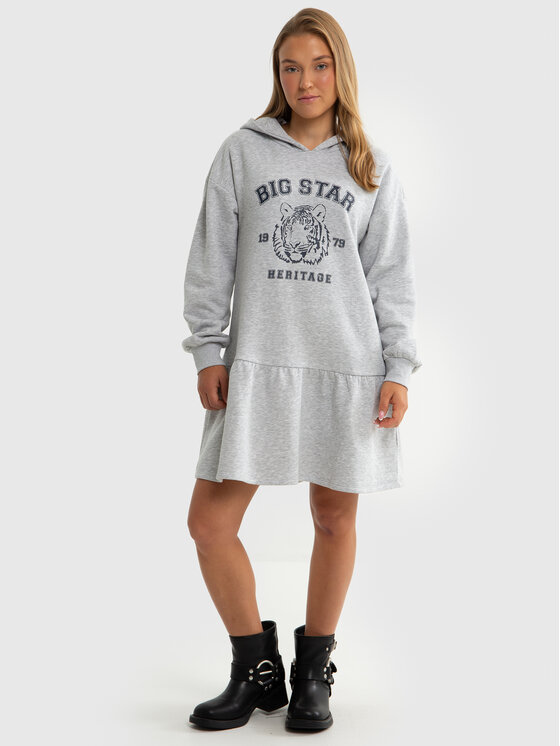 BIG STAR BIG STAR Sukienka dzianinowa FLEUR Szary Comfort Fit