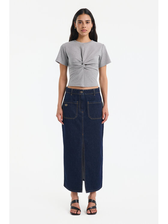 BENU BENU Spódnica jeansowa Prosta Granatowy Slim Fit