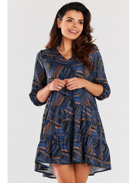 Awama Awama Sukienka codzienna A469 Granatowy Basic Fit