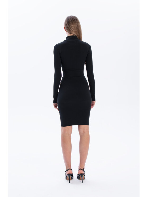 Nudyess Nudyess Vestito di maglia Askja mimi z prążka Nero Fitted Fit